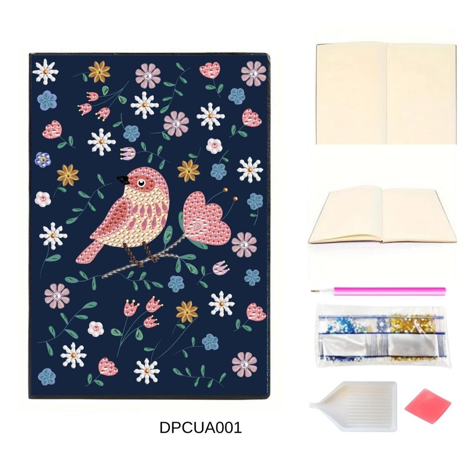 Papaya Project - Cuaderno Diamond Painting - Pájaro Rosa Azul