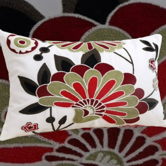 Cojin Bordado 30x50 cm Gran Flor