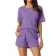thumbnail image 1 of INSPIRE CHIC Conjunto de Lounge de Punto de Waffle para Mujer, Pijama de Manga Corta con Bolsillos, Mezcla de Algodón Suave para Primavera Verano XS Púrpura Oscuro, 1 of 6