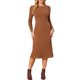 thumbnail image 2 of INSPIRE CHIC Vestido de Mujer de Manga Larga Otoño 2026 Cuello Redondo Tejido de Punto Acanalado Plisado Vestido Midi Línea A XL Marrón, 2 of 6