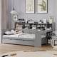 thumbnail image 1 of Wooden Twin Size Daybed with Storage Shelves, Multi-functional Bed with Twin Size Trundle Bed and Study Desk, Gray, 1 of 3