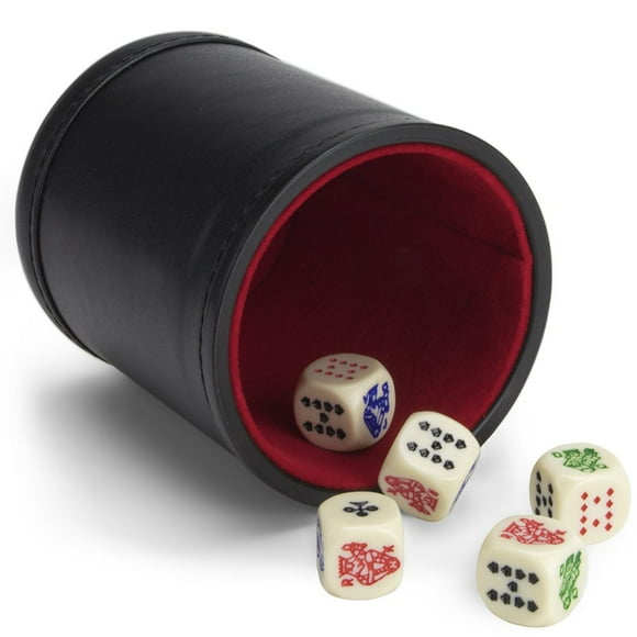 Juego de 5 dados de póquer con copa de dados de cuero profesional Brybelly