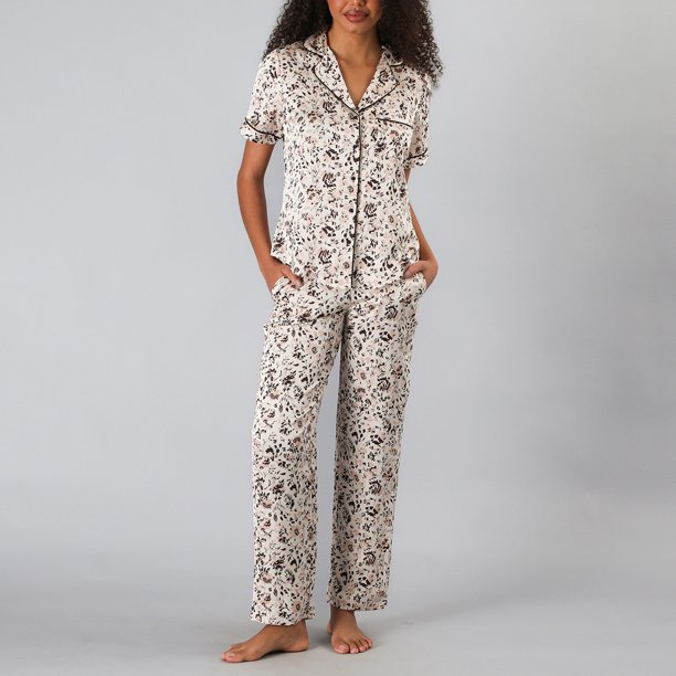 Set Camisero + Pantalon Satin Print Flores Mujer 33824-17