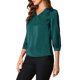 thumbnail image 4 of INSPIRE CHIC Blusa de Satén para Mujer Casual Sólida de Manga Larga con Cuello en V Camisas XS Azul Verde, 4 of 8