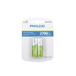 Philco - Pack 2 Pilas Recargables Aa 2700Mah