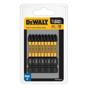 Set 15 Puntas Phillips#2 2-1/4” Flextorq Dwaf2Ph2Ir15 Dewalt Negro 12X7X3