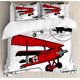 thumbnail image 2 of Vintage Airplane Duvet Cover Set King Size Retro Flight Emblem with Old Plane Rock Style Quilt Cover Brown Polyester Bedding Set, 2 of 5