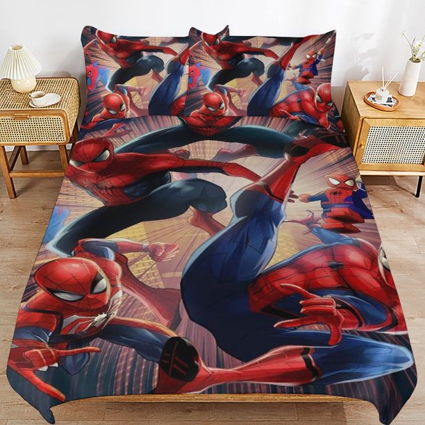 Into The Spider-Verse Bedding Sets Ultra Soft Skin-Friendly Duvet Cover 3 Piece, Cute Comforter Cover Bed Set for Boys Girls Kids