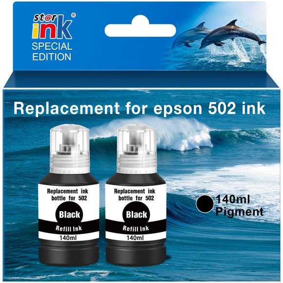 Botella de recarga de tinta st @r ink 502 negra para EcoTank ET-4760