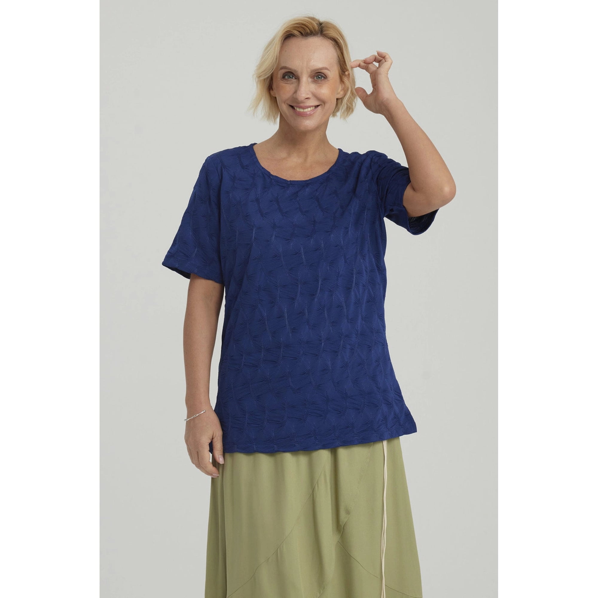 Fashionspark - Polera Mujer Texturizada Azul Oscuro