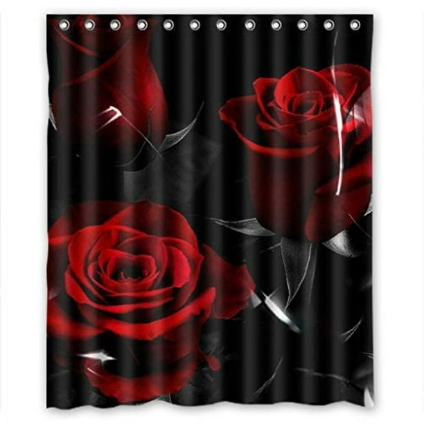 Cortina De Ducha De Flores Blancas Y Negras Rústico Vi... | Cuotas Sin