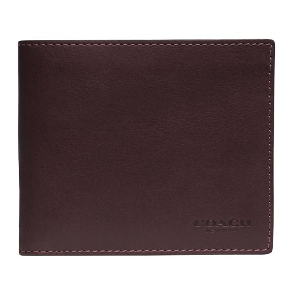 COACH Billetera Slim Billfold de Cuero de Becerro Deportivo Caoba, Talla Única