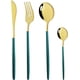 thumbnail image 1 of XmhyTop Juego de Cubiertos de Cocina de 24 Piezas, Inoxidable, Color Oro Verde, Ideal para Hogares y Eventos, 1 of 5