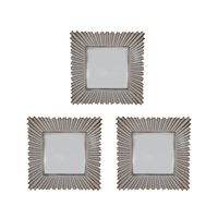 Fliperex - Set 3 Marcos De Espejos Cuadrados Blancos Lineas Doradas