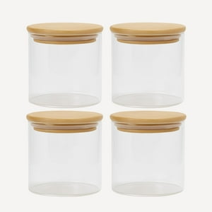 Genérico - Set De 4 Frascos Condimentos Especias Bambú 250Ml 6X8Cm