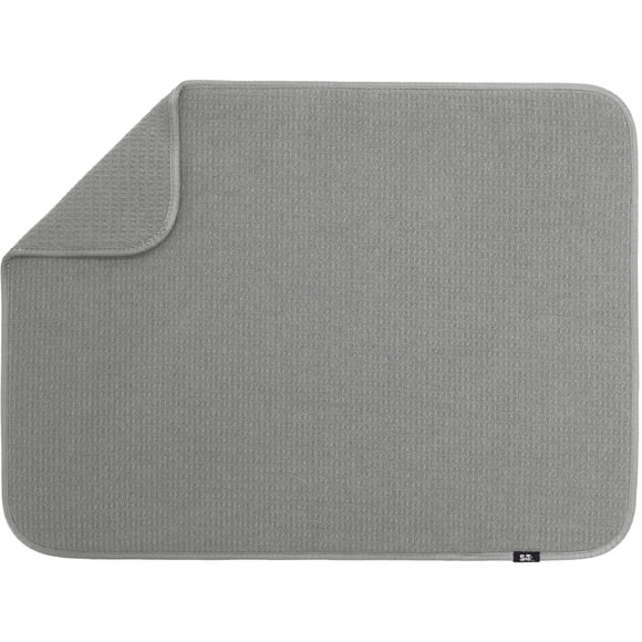 Alfombrilla para secar platos S&T INC. Microfibra absorbente XL gris
