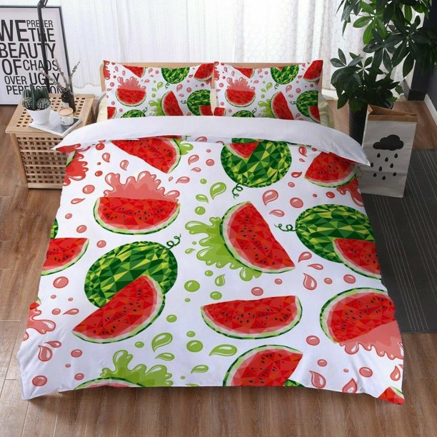 Fruit Watermelon Quilt Duvet Cover Set Home Textiles Bedroom Decor3-Piece Bedding Set