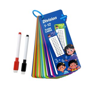 Magideal - Matemáticas Para Niños Flashcard De Enseñanza Ayudas De 8X18 Cm Con Carpetas Bordes Redondeados De Resistencia A La Lágrima Con 2 Bolígrafos Secos 15 División