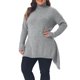 thumbnail image 4 of Agnes Orinda Women's Plus Size Suéter de Cuello Alto Túnica Manga Larga Dobladillo Asimétrico Suave Cálido Casual Tejido de Punto Acanalado Grande Gris, 4 of 6
