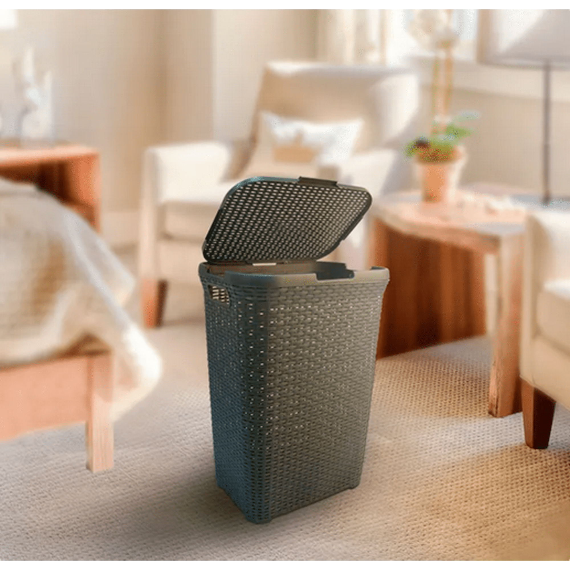 Genérico - Cesto Ropa Moderno Con Tapa 60l Reyplast