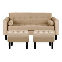Bodevir - Sofa Retro 3C + 2 Pouf Felpa 00 Beige
