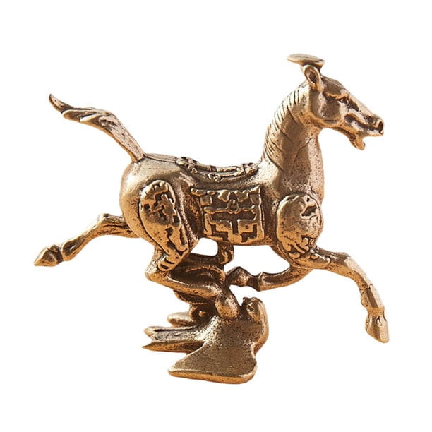 Escultura de cobre de caballo de latón, estatua artística de Animal de cobre pequeño, adorno para oficina, sala de estar, dormitorio, decoración de es