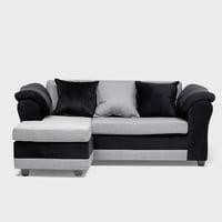 Almore - Seccional Reversible Izq Y Der Felpa Negro Tela Gris