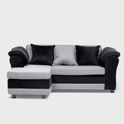 Almore - Seccional Reversible Izq Y Der Felpa Negro Tela Gris