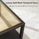 thumbnail image 3 of Industrial Square Coffee Table - 27.6" Matte Black Steel Frame & Gold Mesh Glass Top, 3 of 3