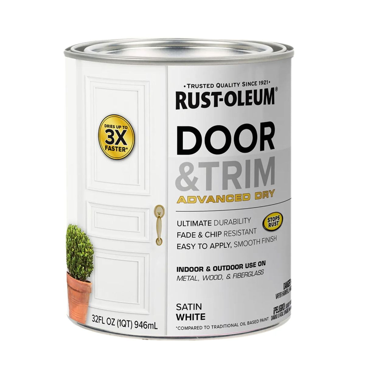 Rust-oleum - Pintura Puertas Interior Y Exterior Blanco Satinado 946 Ml