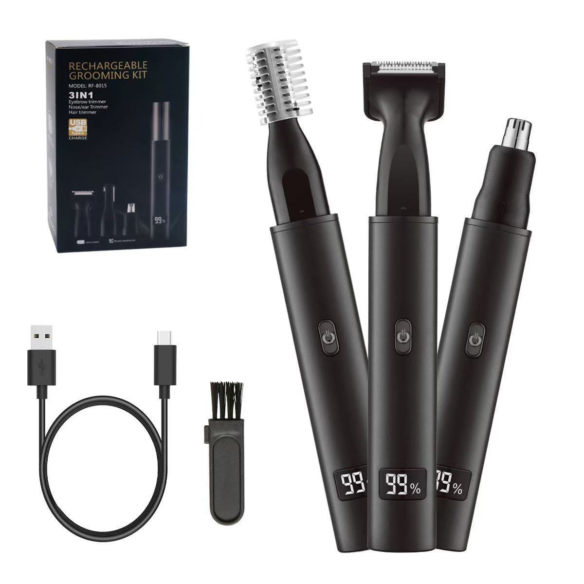 Xusx111 - Nariz Y Oído Trimmer De Pelo Para Hombres - Cepilla Recargable Afeitador De Cara - Clippers De Pelo Nasal 3 En 1 Sin Dolor Ceja Cabello Facial Barba Afeitadora Para Quemaduras Laterales Dobl