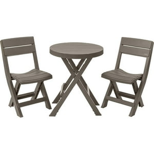 Set Juego Terraza Plegable Plastico Mesa + 2 Sillas Rimax Cafe Tamaño Único