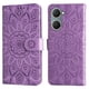thumbnail image 5 of Funda tipo cartera FOXDOCK para Vivo Y03 4G , diseño girasol en relieve, cuero PU, cierre magnético, soporte y tarjetero, 5 of 5