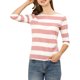 thumbnail image 1 of INSPIRE CHIC Camisetas a Rayas de Regreso a Clases para Mujer Ajuste Ceñido Mangas al Codo Cuello de Barco T-Shirt M Rosa Blanco, 1 of 7