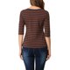 thumbnail image 3 of INSPIRE CHIC Camiseta Básica de Mujer con Mangas al Codo Cuello Redondo Ajustada Casual Impresa para Regreso a Clases Marrón Azul Marino 2XL, 3 of 7