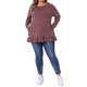 thumbnail image 2 of Agnes Orinda Túnicas Casuales de Talla Grande para Mujeres Cuello Redondo Manga Larga Dobladillo con Volantes Blusas Sueltas con Bolsillos Burdeos 1X, 2 of 6