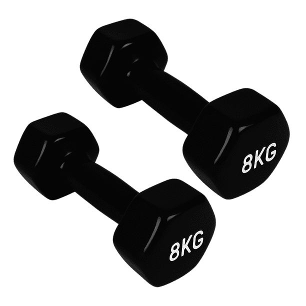 Par de Mancuernas 8 kg c/u Total 16 kg Hexagonales de Vinilo