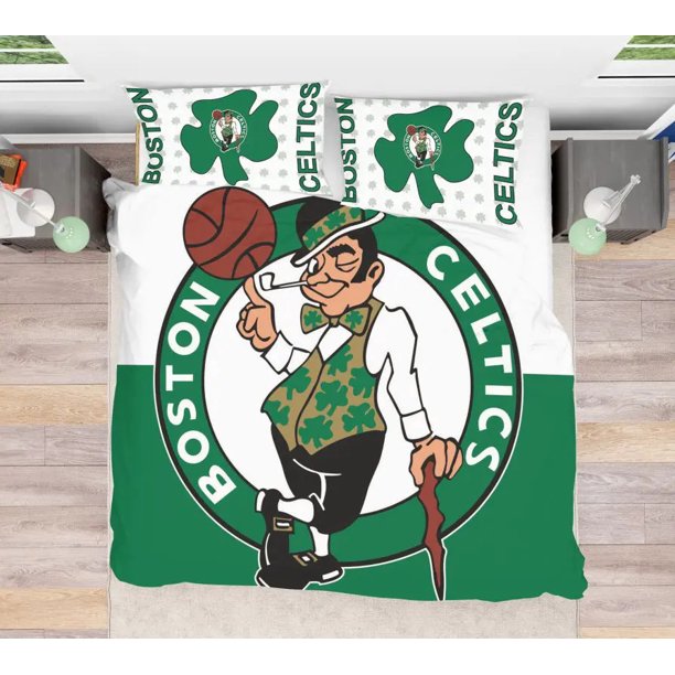 NBA Boston Celtics Quilt Duvet Cover Set Super Pillowcase Children 3-Piece Bedding Set