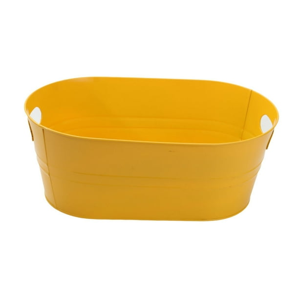 Cubo De Hielo Contenedor De Almacenamiento Rústico Tina Galvanizada Para Cerveza Cócteles Bebidas Amarillo