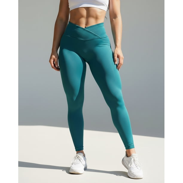 Calza Leggings Deportiva Mujer Doble Push Up Pretina Cruzada