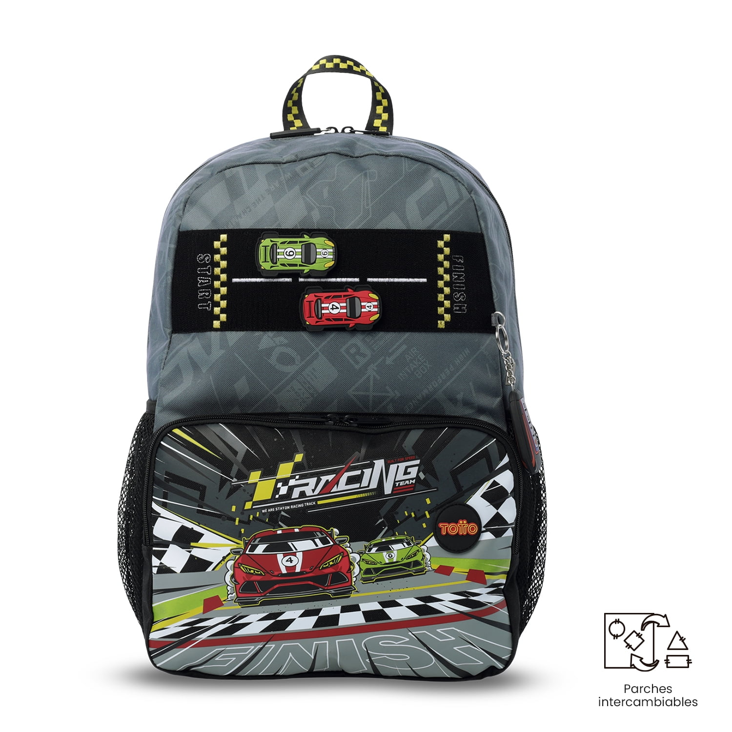 Mochila Niño Grand Prix Grande Gris Totto