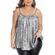 thumbnail image 1 of Agnes Orinda Mujeres Tallas Grandes Escuela Universidad Tops de Lentejuelas Brillantes Tirantes Espagueti Camisa de Fiesta Plisada Club Brillante Cami 3X Plata, 1 of 6