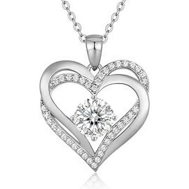 Collar Love Pendant Con Piedra De Nacimiento Plata
