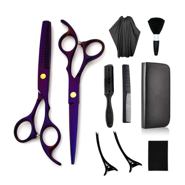 Juego de 10 tijeras de corte de pelo, kit profesional para peluquería, salón y hogar.