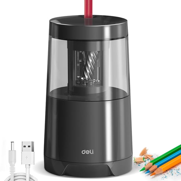 Sacapuntas Eléctrico Deli USB con Batería y Parada Automática