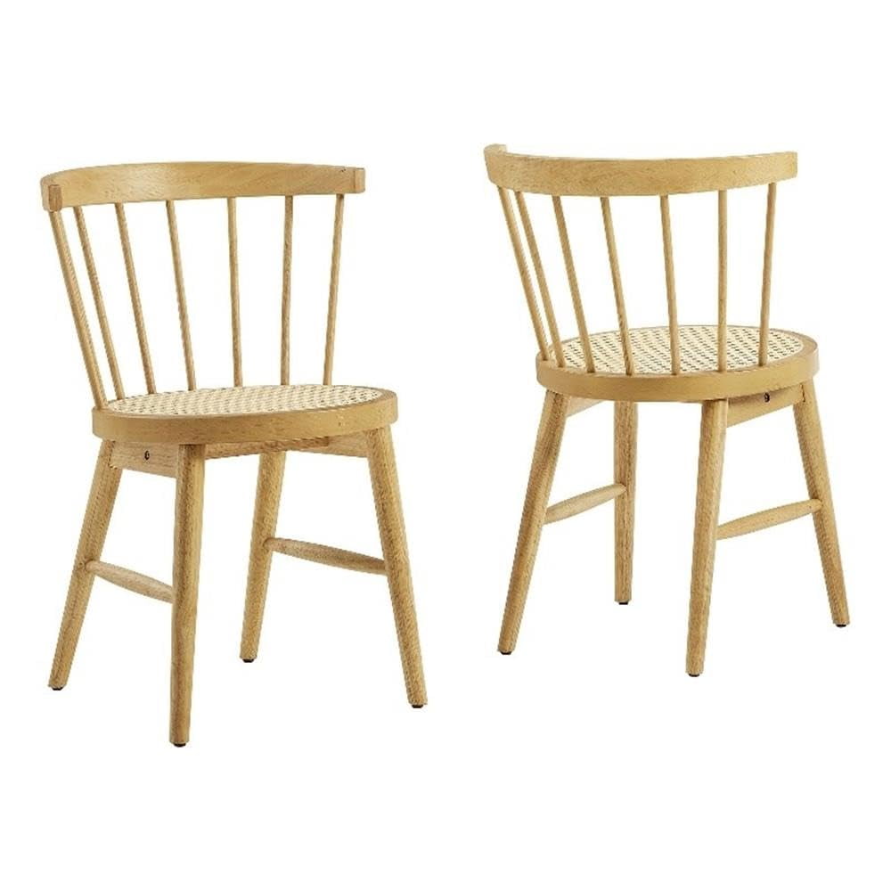 Juego De 2 Sillas De Comedor Modway Lykke Spindle Back De Ratán Natural