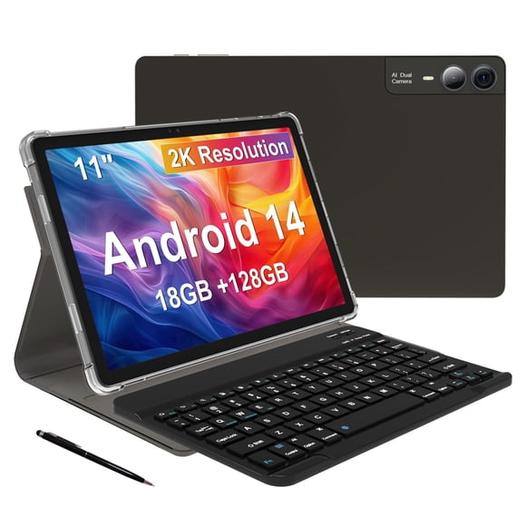 Tablet Braiuen Android 14 2K de 11 pulgadas con pantalla de 18 GB de RAM y 128 GB de ROM