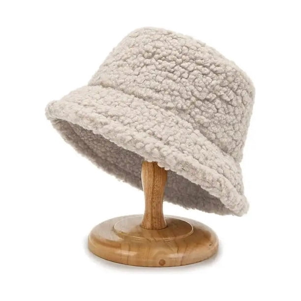 Gorro Femenino Modelo Corderito Cubo, Grueso Y Abrigado Beige Estandar