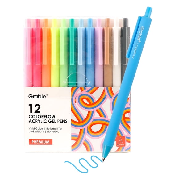 Grabie 12 Bolígrafos Retráctiles de Gel Acrílico Colorflow