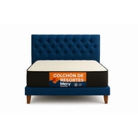 Ethan Desing - Cama 1 Plaza Azul Rey Capitone + Colchon Mery Desing